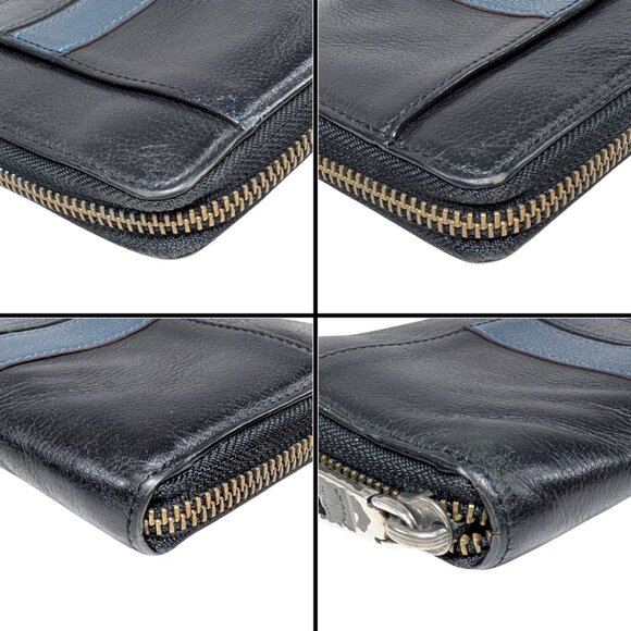 Coach Blue Leather Varsity Rugby Stripe Zippy Accordion Wallet - Picture 5 of 12